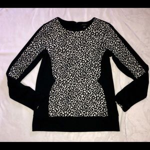 Ann Taylor Black and hourglass cheetah Shirt